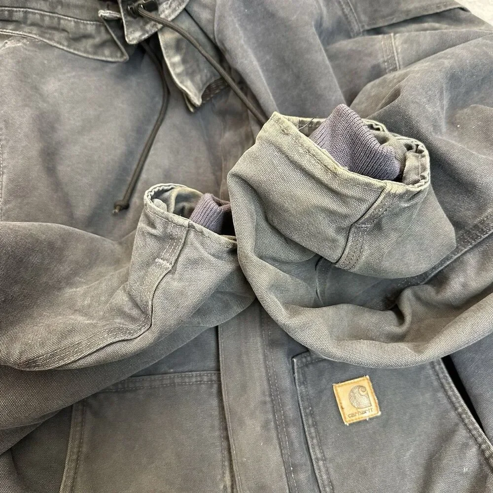 Carhartt J164 PTL Dearborn Hooded Jacket Blue Sherpa Lined Men's Size 2XL